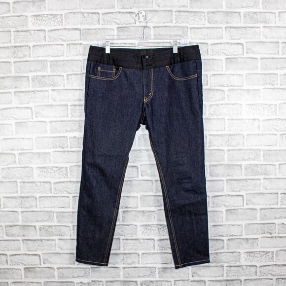Comme de Garcons Junya Watanabe Crop Jeans Indigo satin pleated waist 36w - Picture 1 of 9